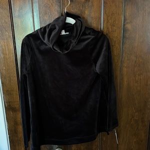 NWT Dana Buchanan Black Spandex cowl neck velvet pullover
